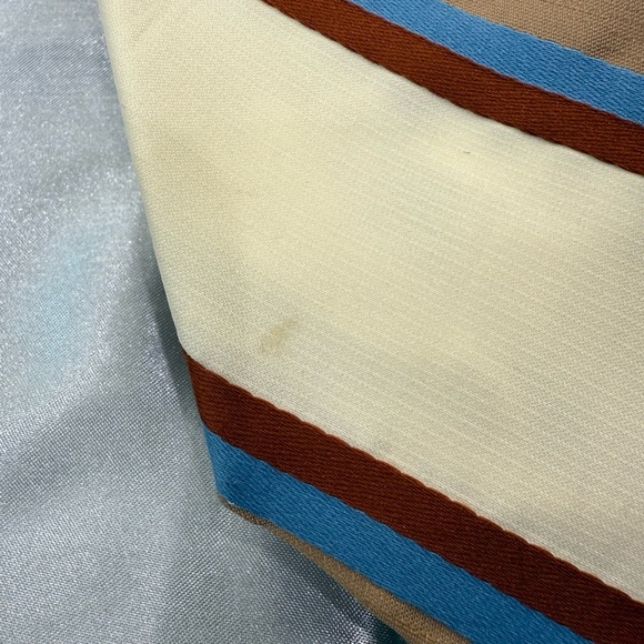 Resisto Tan, Blue, & Red Striped Men's Tie 100% Poly - Picture 2 of 5